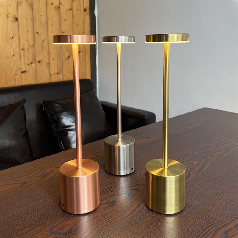 Nordic Style Cordless LED Table Lamp Alloy Body Touch Switch 3 Colors Rechargeable Perfect for Home Bar Restaurant Ambian