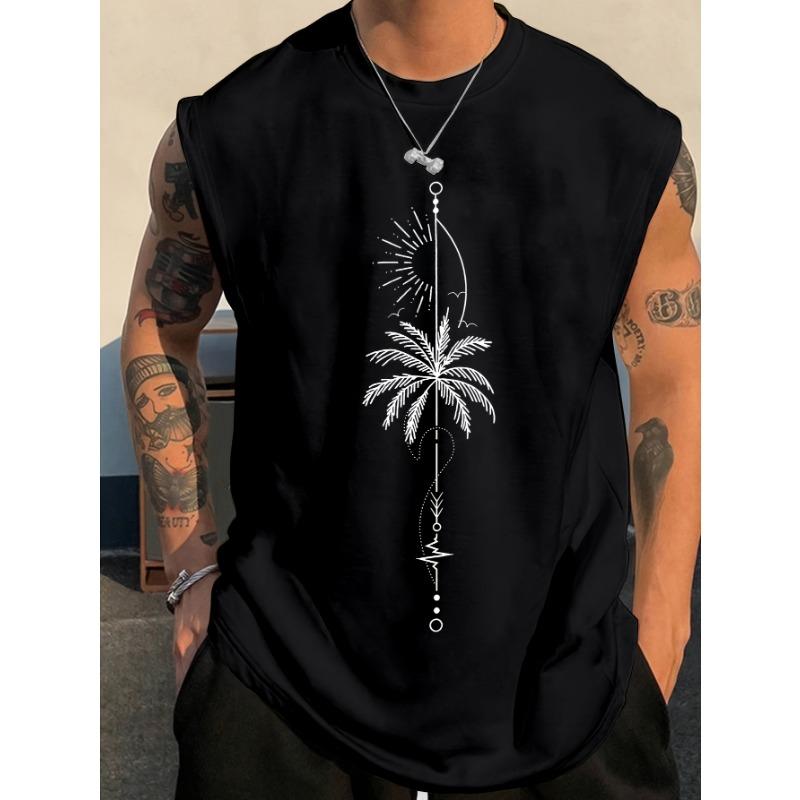 Men's Casual Sporty Crew Neck Vest with Simple Printed Pattern Design, Made of Comfortable and Breathable Fabric