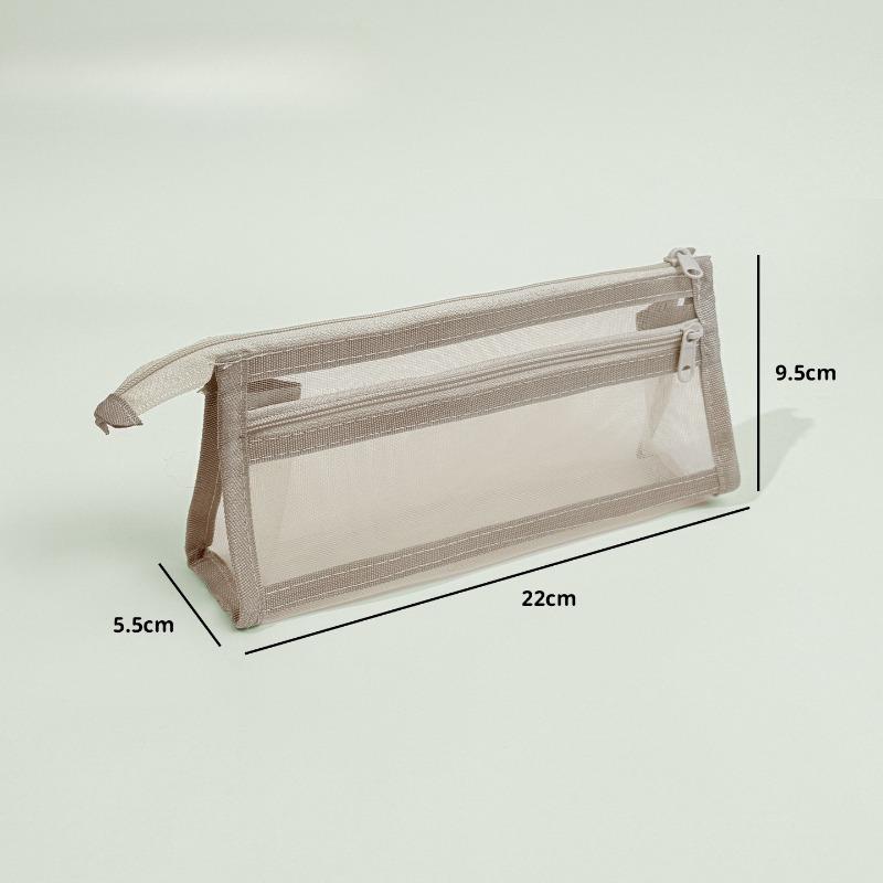 Transparent Mesh Double-layer Three-dimensional Large-capacity Stationery Box, Student Exam Stationery Bag, Children's Pencil Case