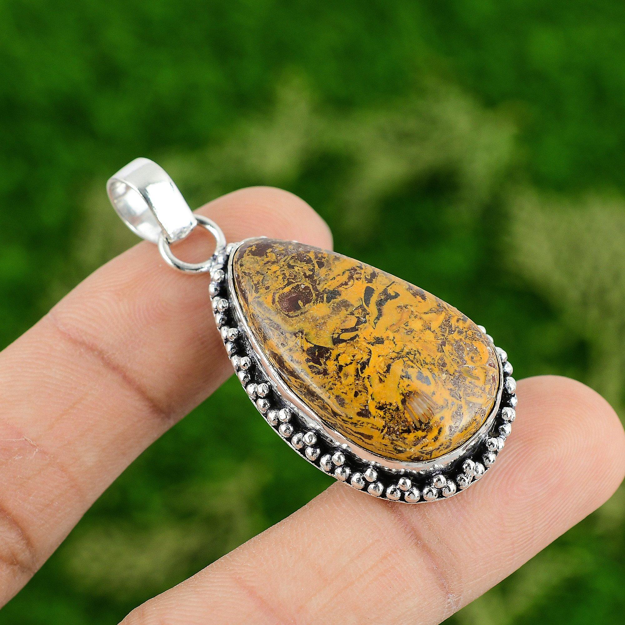 

Сделка ко Дню дружбы Кулон с драгоценным камнем Мариам Яшма для жены Ювелирное изделие Стерлинговое серебро