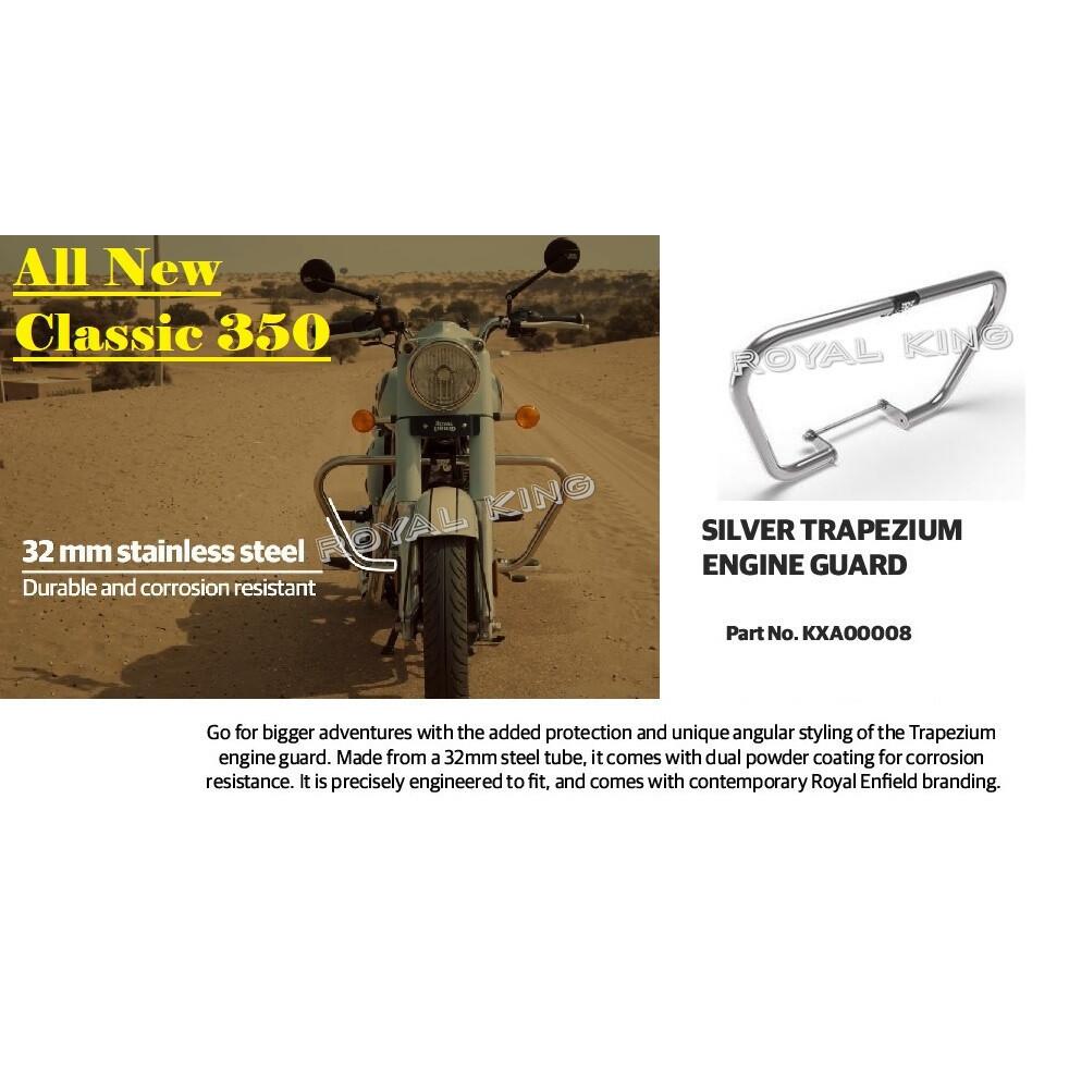 Silver Engine Guard "Combo Pack 3 For Royal Enfield New Classic & Meteor 350"