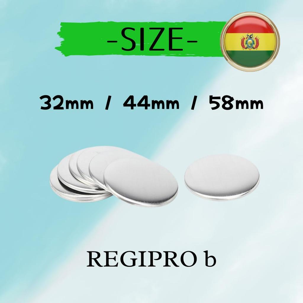 Regis Pro b 32mm Tin Badge Parts Set, DIY Materials, Compatible with Tin Badge Machines, Silver (32mm x 100 pieces)