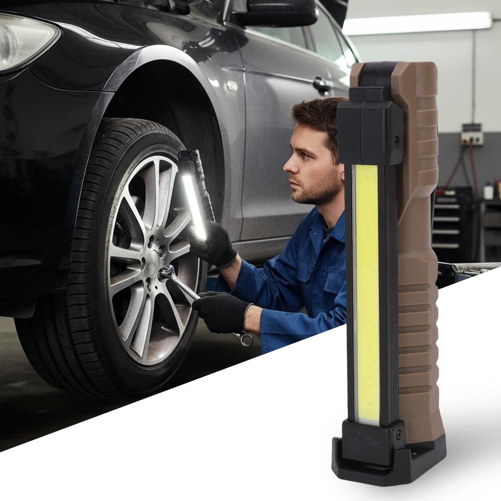 Magnetic LED Work Light with Retractable Hook Multifunction 360 Degree Rotating Rechargeable Flashlight for Vehicle Emergency Repair
