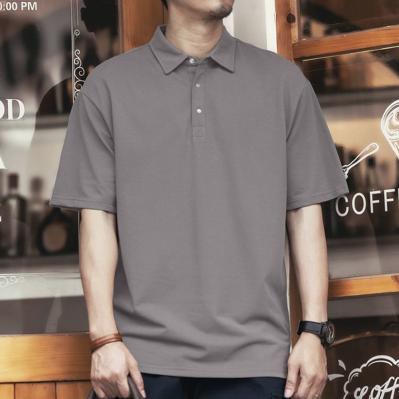 Men's Oversized Short Sleeve Polo Shirt Casual Loose Solid Comfortable Daily Fashion Top