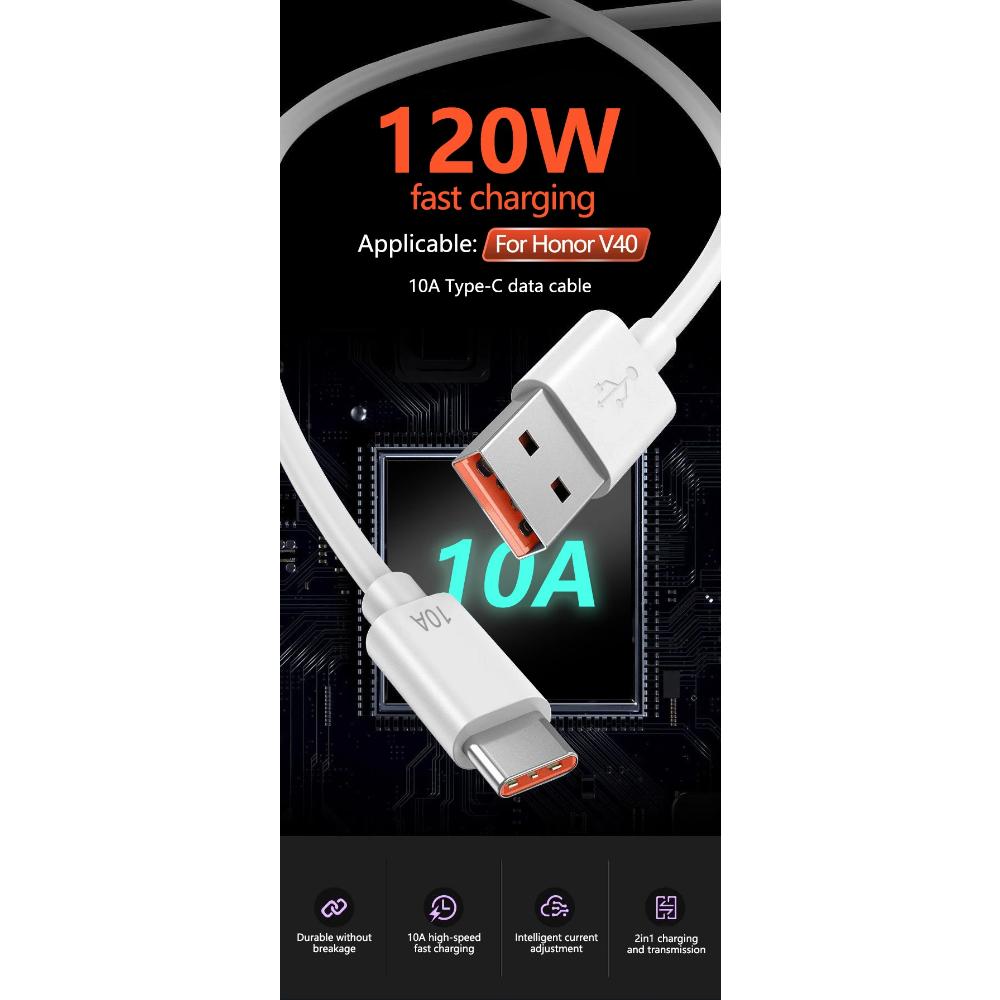 USB Type C Cable 120W 10A Fast Charging Wire Mobile Phone USB For Huawei P30 Xiaomi Realme Samsung Poco X6 USB C Data Cable Cord