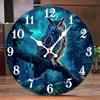 Mystische Wald Eule Holz Rund Stille Hängende Wanduhr, Geeignet für Wohnzimmer, Büro, Arbeitszimmer, Schlafzimmer, Heimdekoration