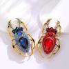 Imitation Beetle Insect Brooch Premium Enamel Rhinestone Inlaid Durable Metal Pin Fashion Jewelry for Coat Lapel Accessory