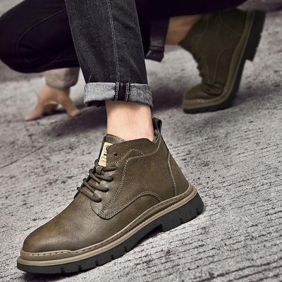 Men Boots Genuine Leather Men Low Top Casual Sneakers High Quality Men's All-match Ankle Boots 2024 New Lace-Up Male Basic Boots