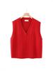2026 Spring Korean V-neck Cable Knit Vest: Women's Plus Size Sleeveless College Style Layering Tank Top Shrug