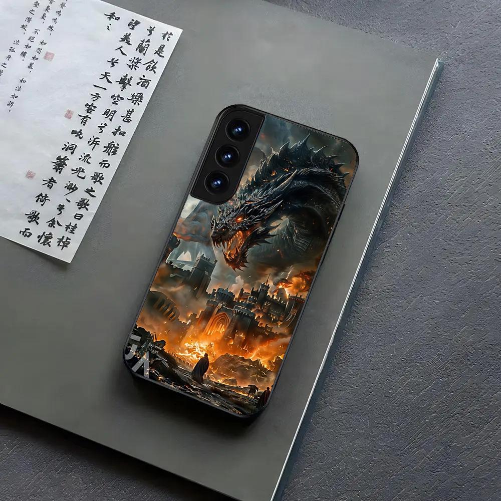 Dragon Phone Case For Samsung S24, S25 22,30,Note20,Ultra,Lite,Ultra5G,Plus,FE Black Cover