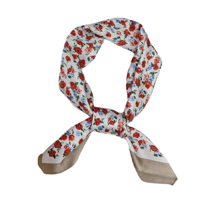 Women's French-Style Polka Dot Silk-Emulation Square Scarf: Versatile Professional Hairband & Suit Accessory
