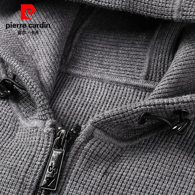 Pierre Cardin Herr Enfärgad Stickad Väst med Huvuva