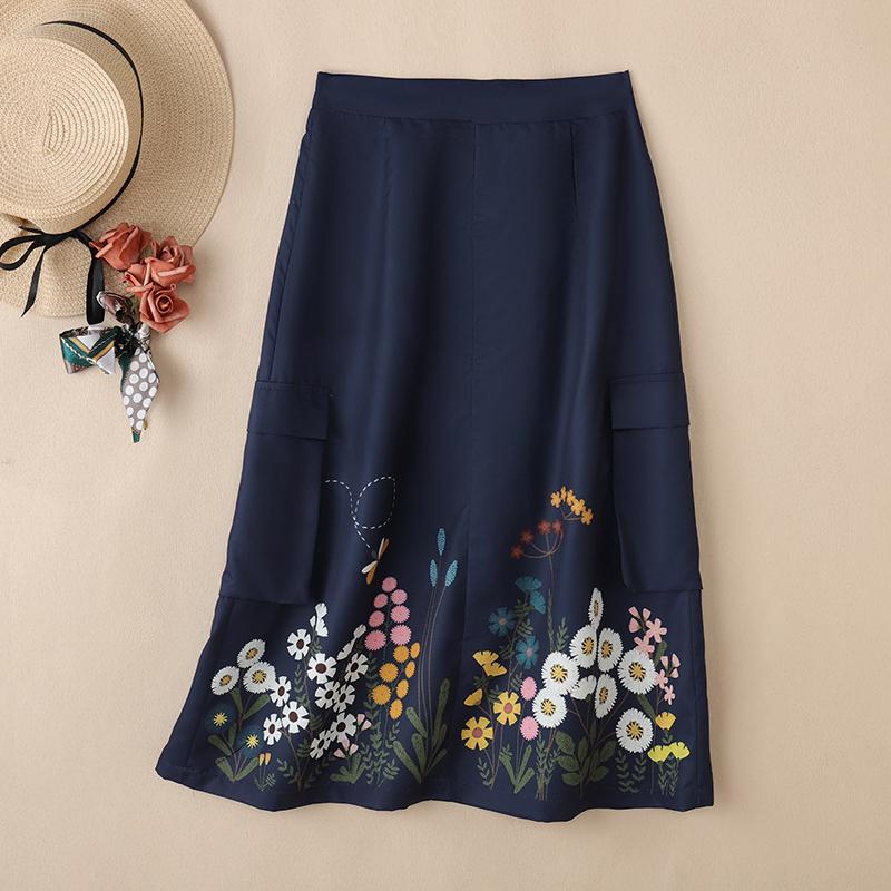 ZANZEA Women Floral Print Casual Elastic Waist Loose Skirts