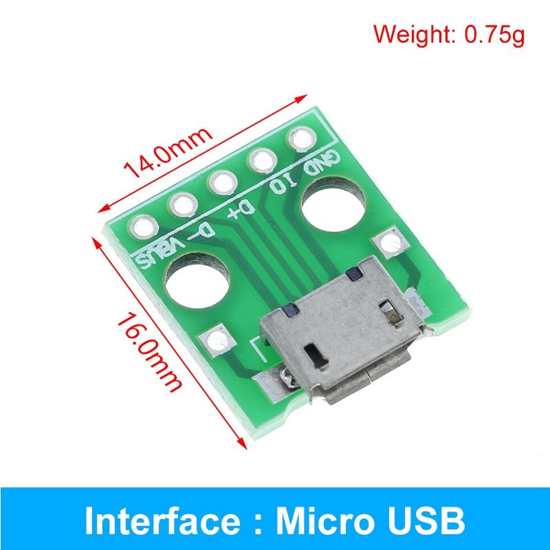 5/10 Stück USB-Stecker / Mini-Micro-USB auf DIP-Buchse Adapter 2,54 Stecker B Typ-C USB 2.0 3.0 Buchse Konverter