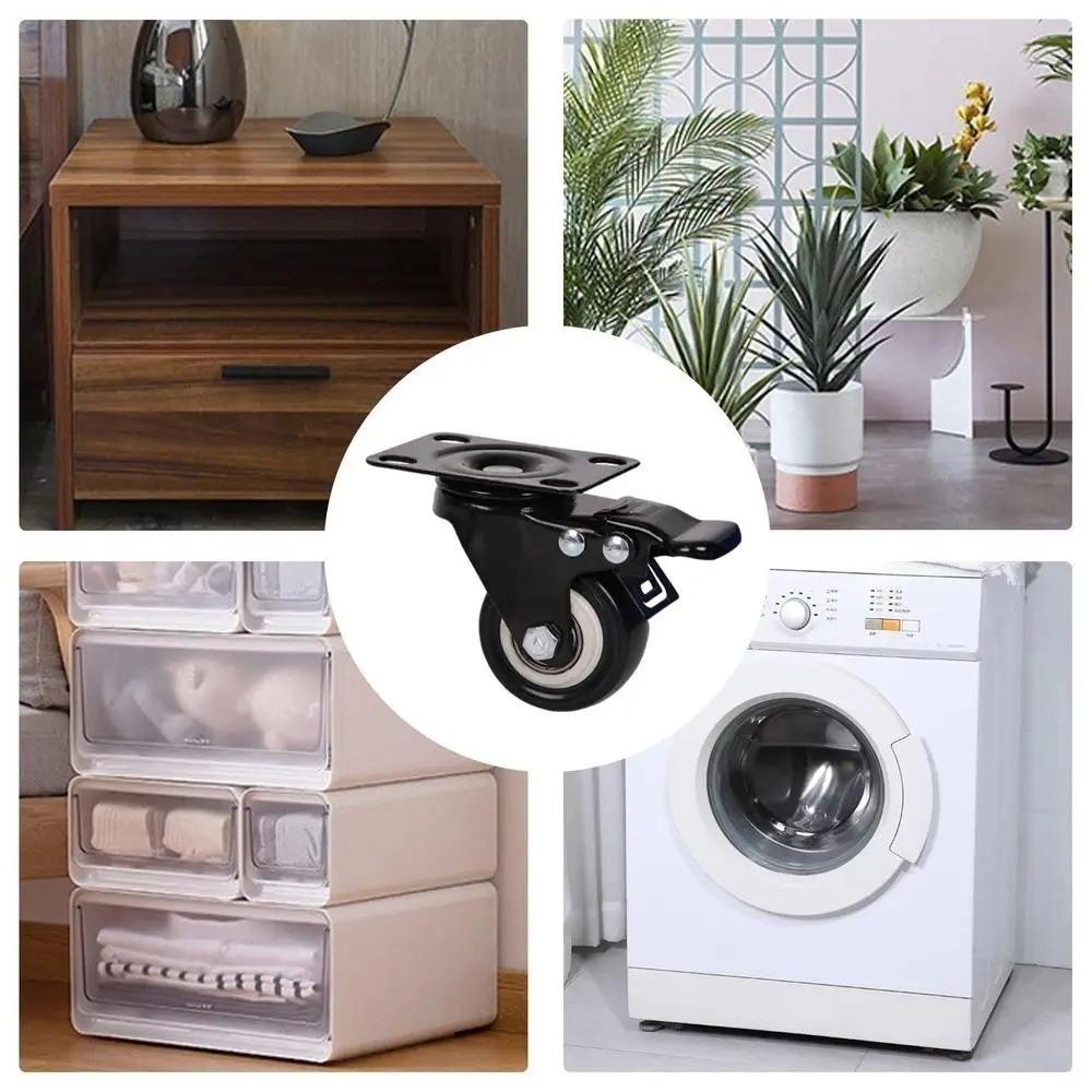 4PCS Convenient 360° Rotation Heavy Duty Casters Mute Smooth Rolling Rubber Wheels With Brake Caster Wheels Workbench Trolley