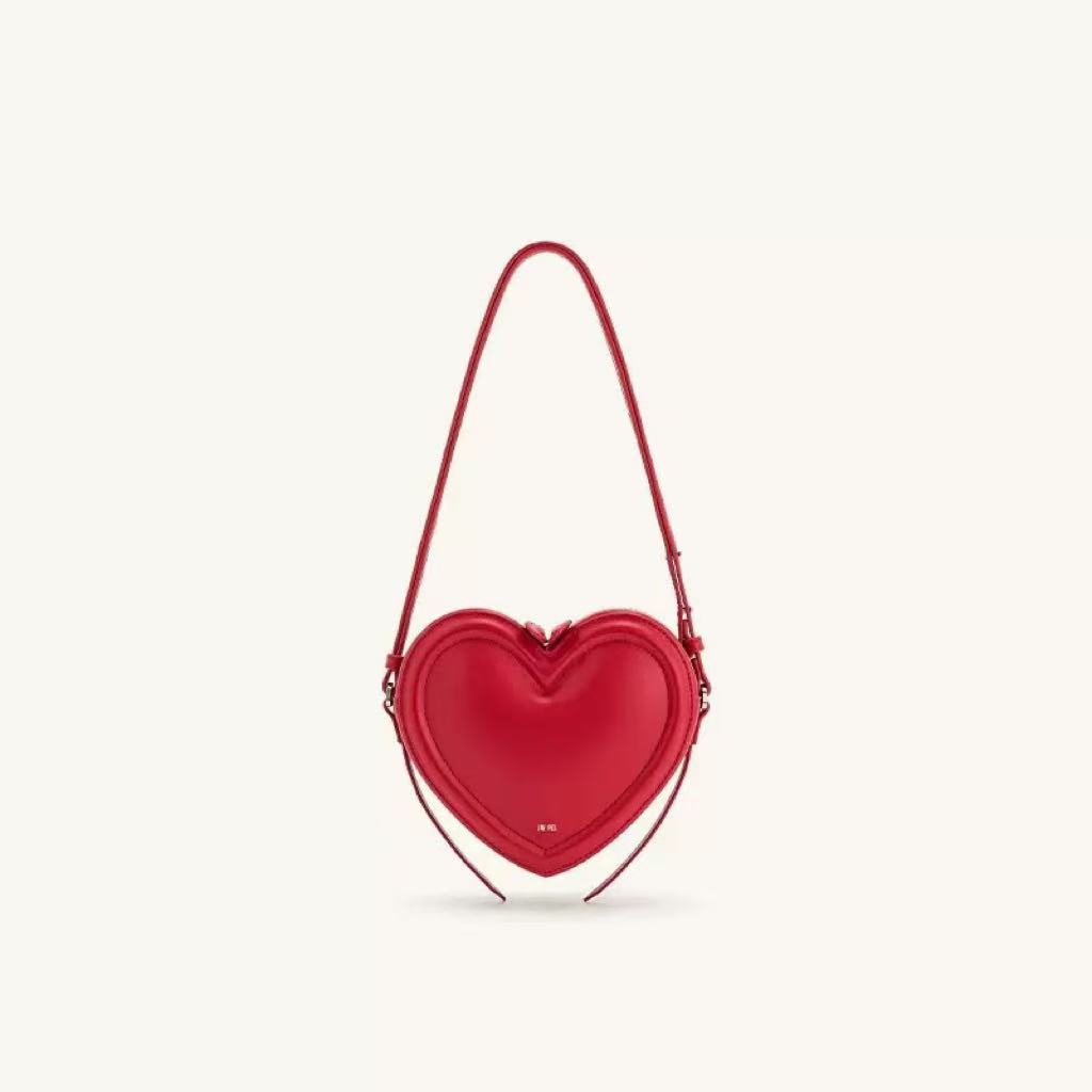 Women Heart Shaped Crossbody Bag Niche Design High End Texture Fashion Shoulder Handbag красный