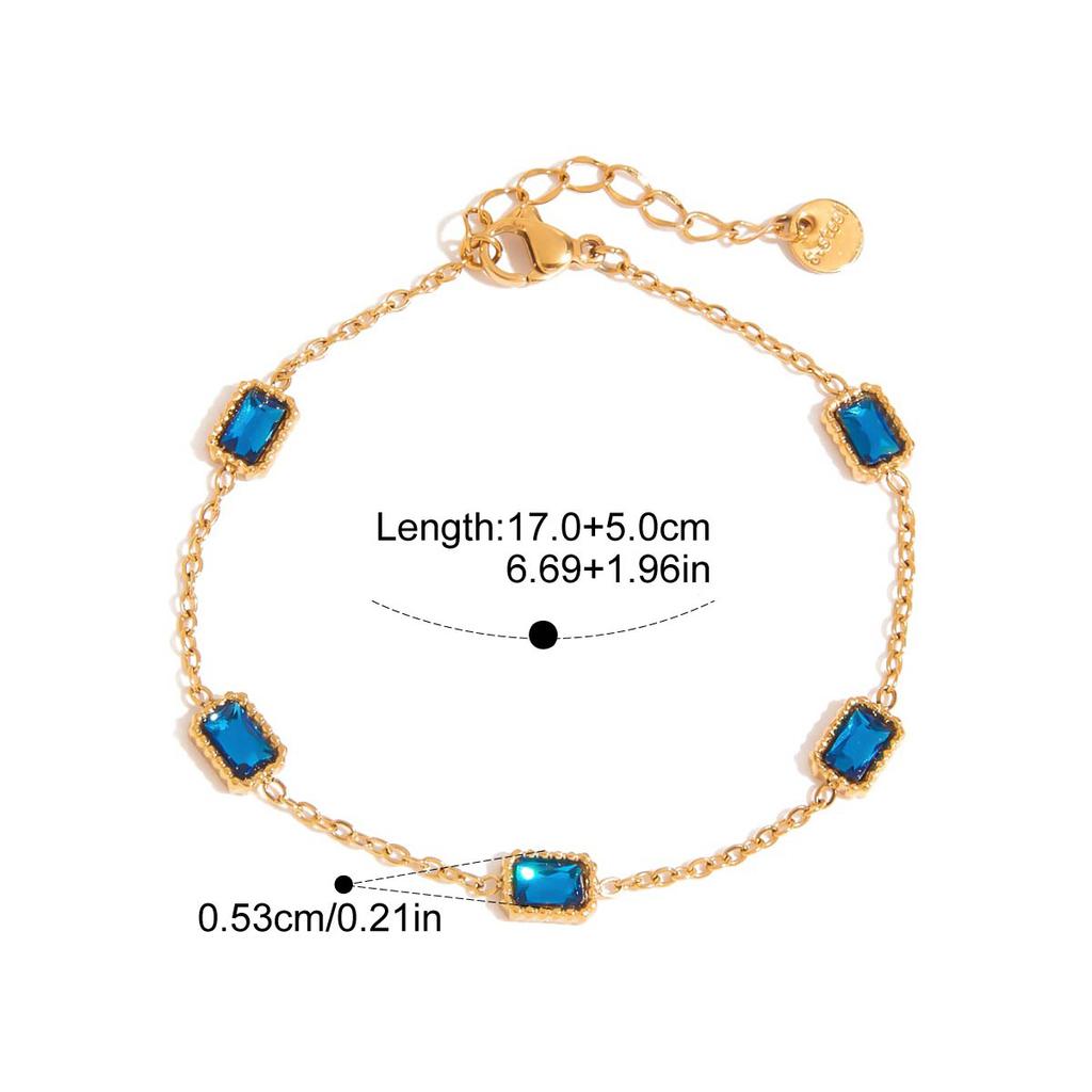 Yori Trendy Square Blue Zirconia Bracelet Vintage Stainless Steel Elegance Summer Jewelry for Women Gift 2025 Wholesale