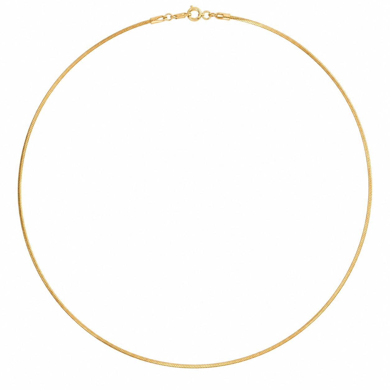 RYS New Trends Sterling Silver 925 Octagonal Snake Chain Chokers Necklace 18K Gold Plated 45cm золотой