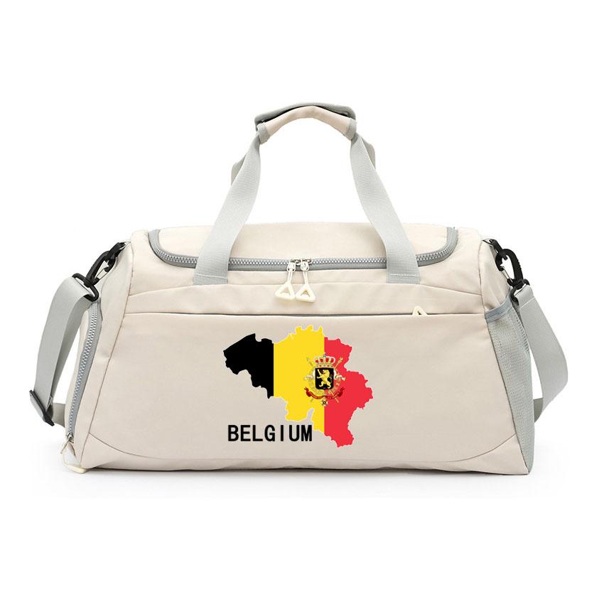 Belgium Flag Printed Shoulder Bag Large Capacity Travel Luggage Bag Basketball Handbag Fitness Yoga Couple Bag