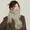 Elegant High-End Twill Scarf: Faux Cashmere Tassel Shawl for Women - Autumn/Winter Fashion Trend