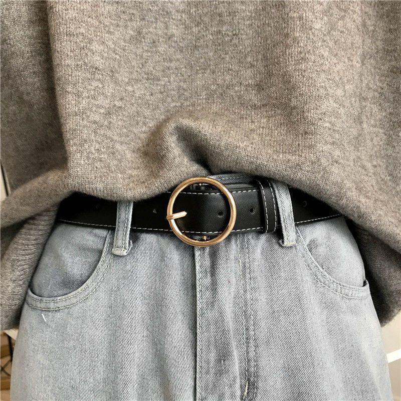 Vintageinspired Chic Belt With Durable Pu Material And Stylish Buckles For Looks Trendy