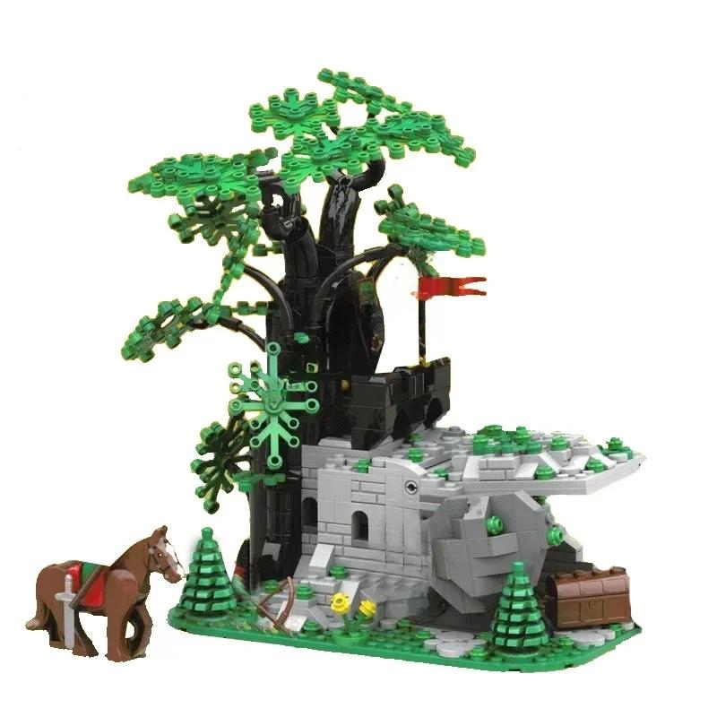 MOC Building Block Toys Are Creative Assembly Toys and Christmas Gifts Featuring a Model of a Small Castle In a Medieval Forest