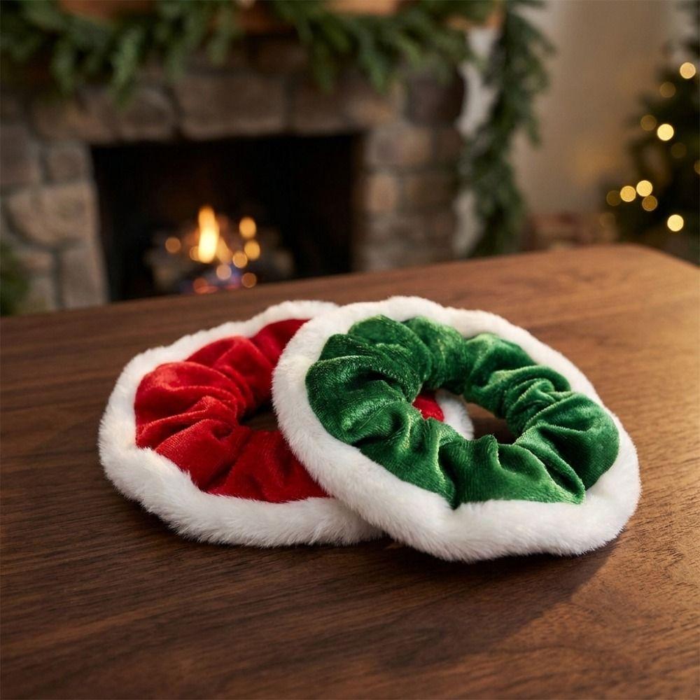 Soft Christmas Velvet Hair Scrunchie Elastic Hair Ties Hair Ring Plush Hair Bands Holiday