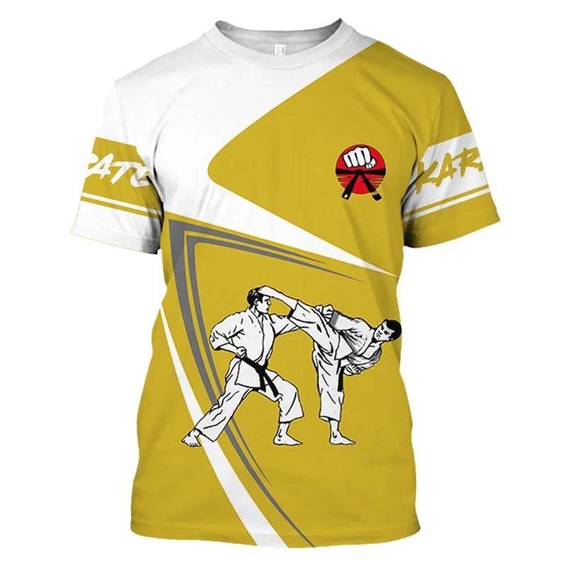 

Летние мужские футболки с круглым вырезом и 3D-принтом с рисунком кикбоксинга и боевых искусств, модные повседневные футболки с коротким рукавом 5XL