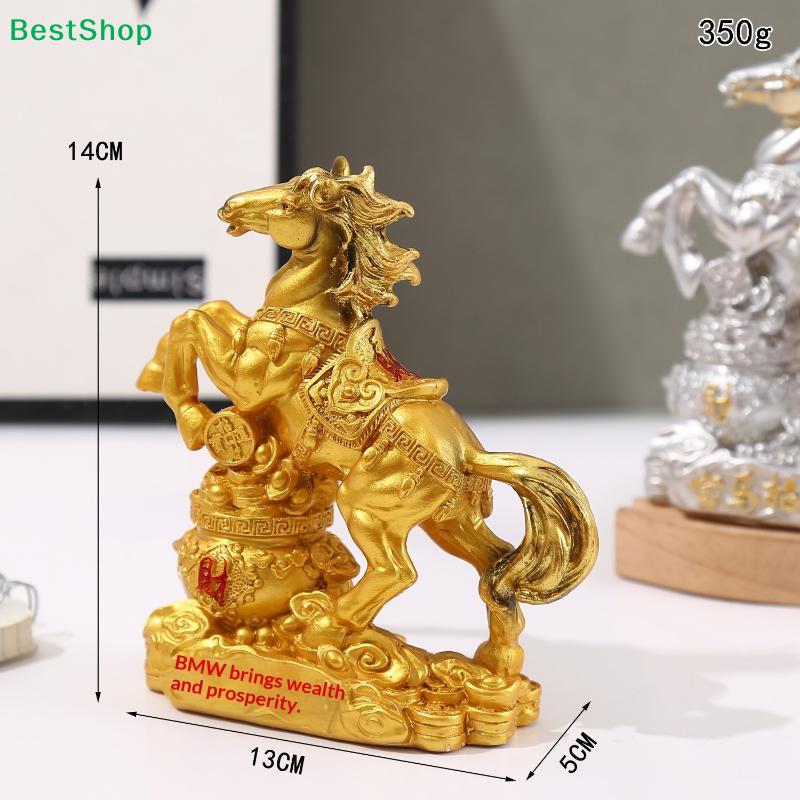 Reichtum & Wohlstand Pferde statue | Silbernes Pferd Feng Shui Dekoration für Zuhause & Büro Glücksbringer Ornament