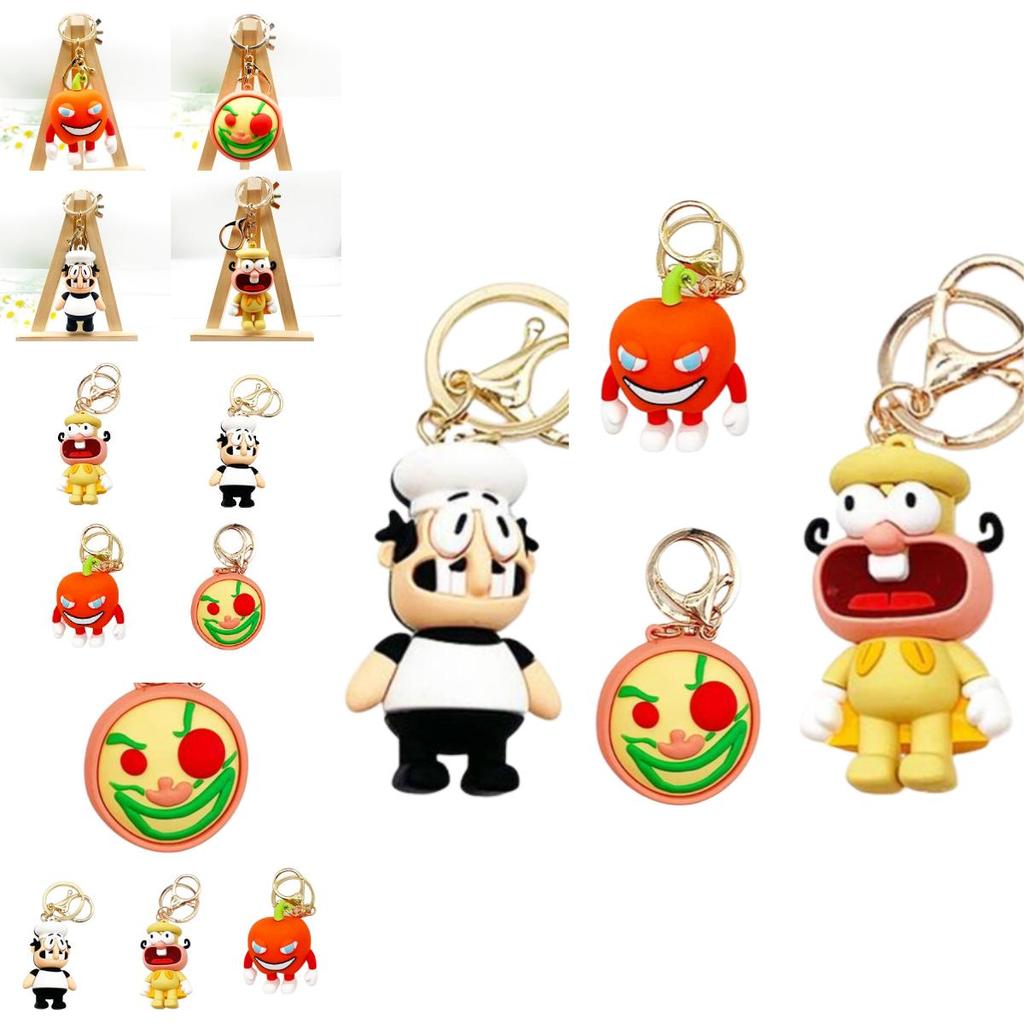Pizza Tower Keychain Durable Plastic Pepper Pizza And Chef Pendant