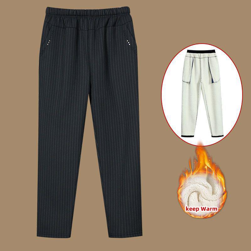 

Брюки для пожилых женщин, утолщенные бархатные зимние брюки, свободные весенние и осенние брюки для мам с эластичной резинкой на талии для верхней одежды 8XL