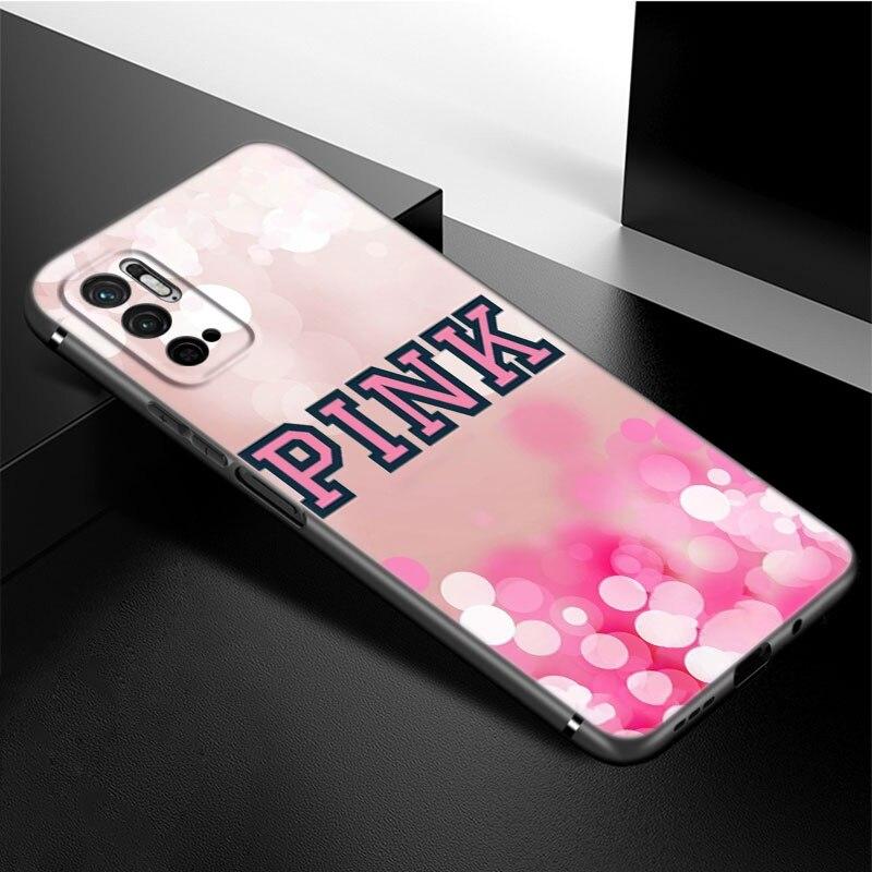 Fashion Pink Love Phone Case For Xiaomi Redmi Note 11 10 9 8 Pro 11T 5G 10T 10S 9S 9T 9i 9C 9A 8T Soft TPU Black Cover Funda