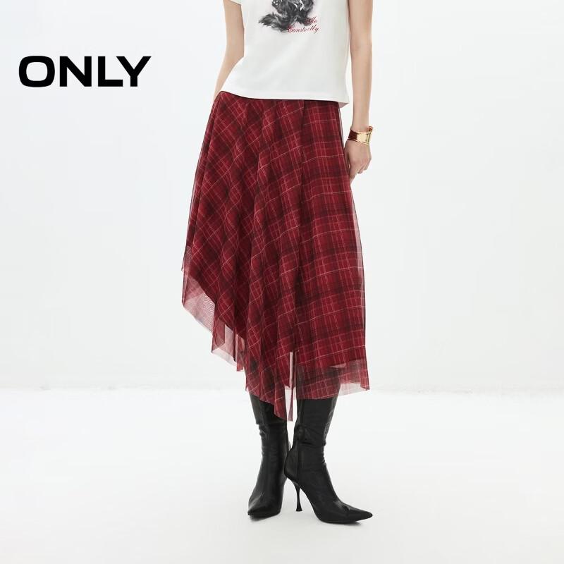 ONLY Women s Plaid Asymmetrical Midi Skirt 2XL