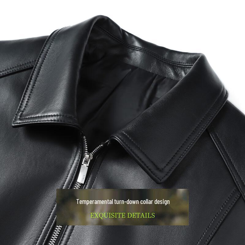 Futian Men's Sheepskin Goose Down Lapel Leather Jacket