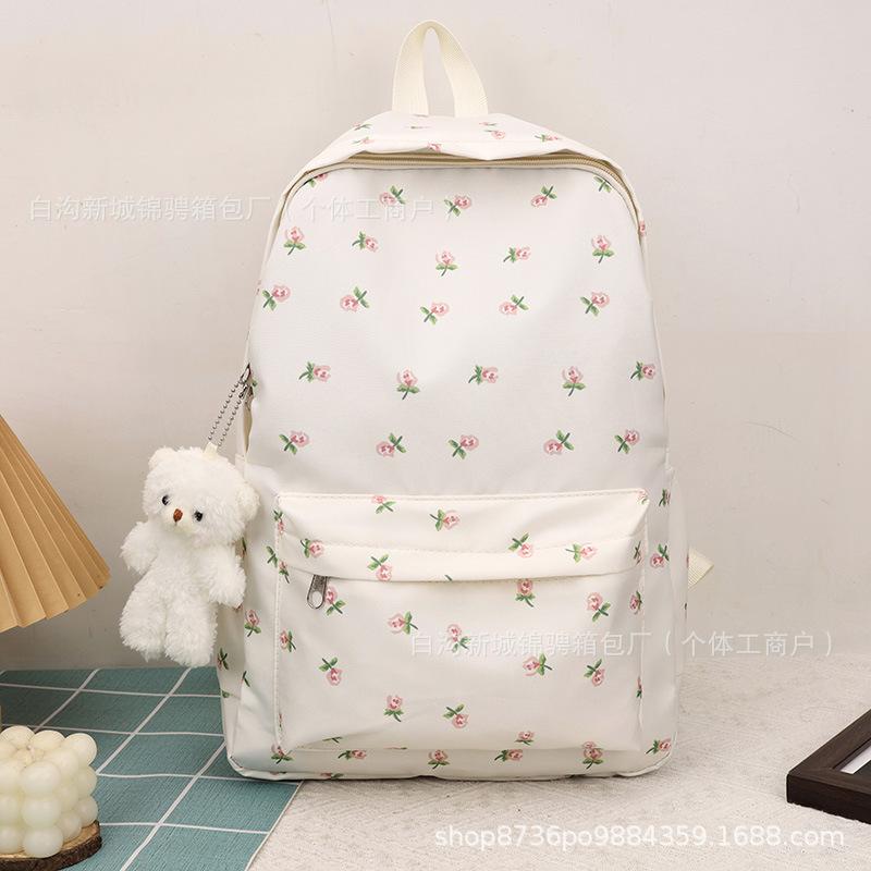 Schoolbag girl floral small fresh backpack primary school junior high school students sweet cute schoolbag campus style literary leisure backpack