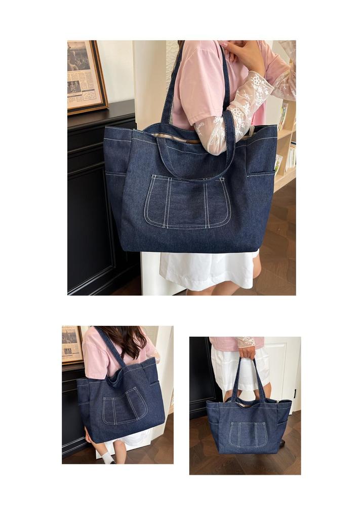 Tote Bag: Large Capacity Denim Shoulder Bag for College Commuters, Trendy and Cool Design for Men and Women 2026