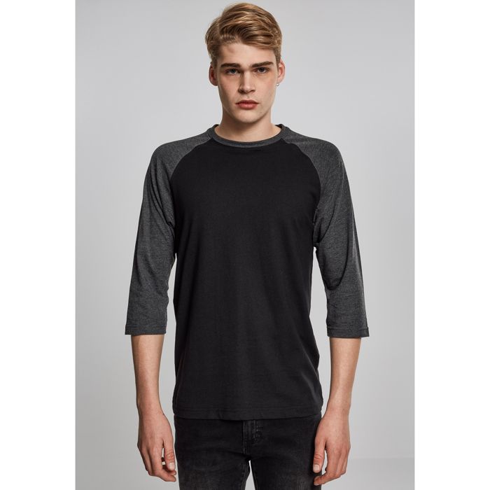 T-shirt - Urban Classic - Raglan - Manches 3/4 - Couleur blanc/noir - Coupe Regular