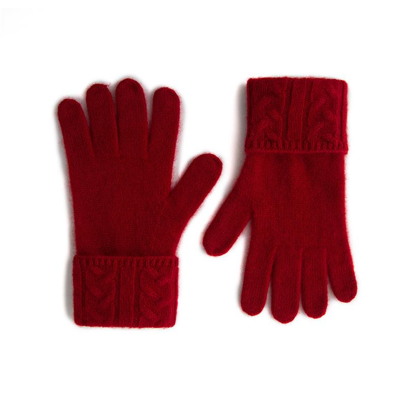 Cashmere Autumn and Winter New Unisex Retro Jacquard Warm Cycling Windproof Knitted Five Finger Gloves