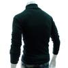 Høst Menn Ensfarget Rullekrave Langermet Genser Slim Strikket Pullover Topp