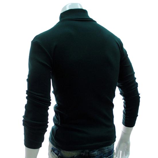Høst Menn Ensfarget Rullekrave Langermet Genser Slim Strikket Pullover Topp
