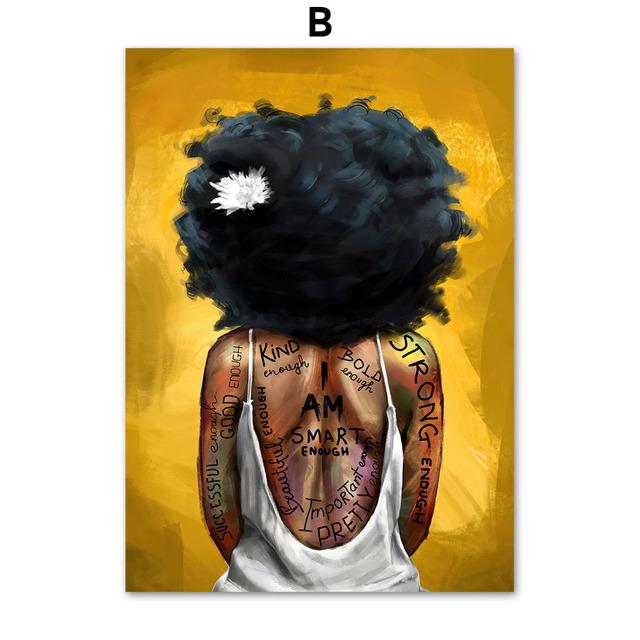 Abstract Sunflower Afro Girl Black Beauty African Art Canvas Painting Nordic Posters And Prints Wall Pictures Living Room Decor No Frame