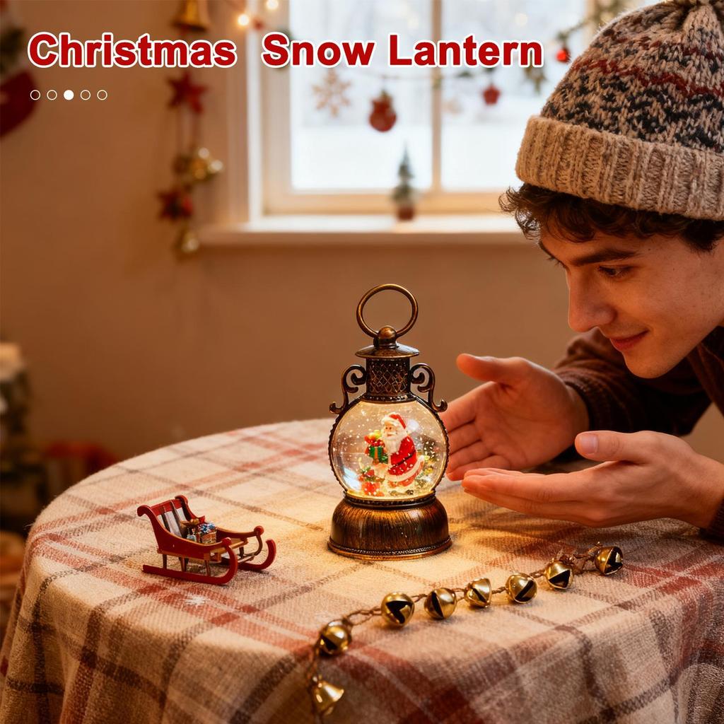 Christmas Glowing Ball Winter Retro Ornament Christmas Table Lighted Snow Globe For Friends Teens Men Women Mantel Dining Room