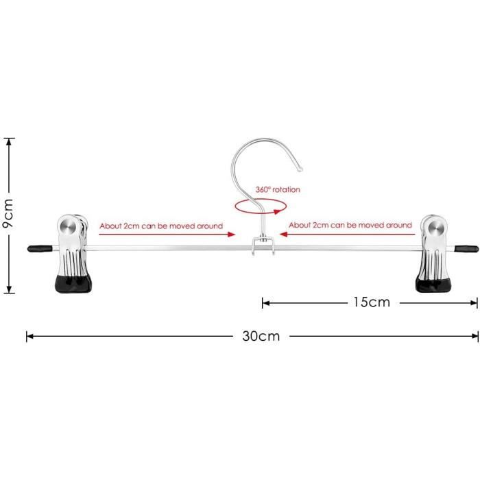Lot de 10 Cintres Porte-Pantalons Métal - Mutsitaz - Réglables - Blanc - Adulte