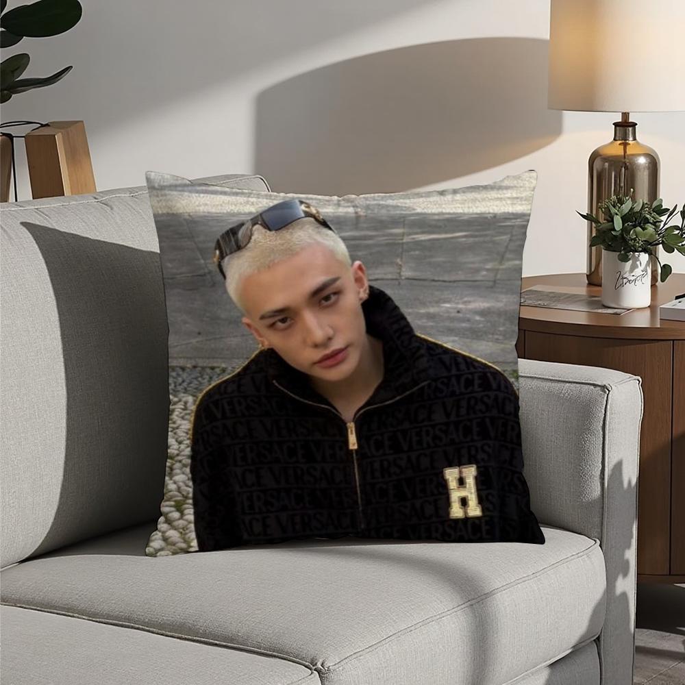 H-Heiß KPOP Idol h-Hyunjin Kissenbezug 3D-Druck Polyesterfaser 40*40cm Zuhause Sofa Wurf Dekoration Festival Geschenk
