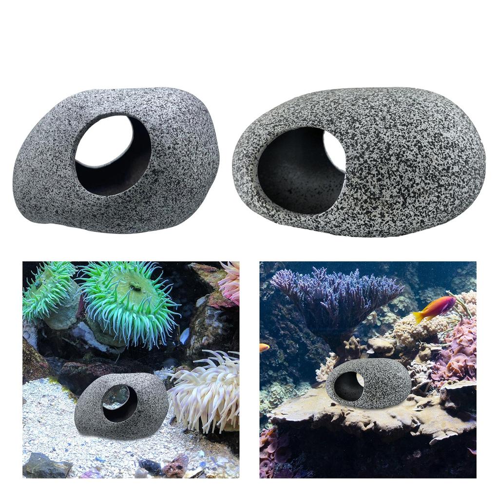 Aquariums Hideaway Rock Shrimp Habitat Purple Clay Play Accessory Two Holes Lifelike Aquariums Decoration Rock Shelter Hideout