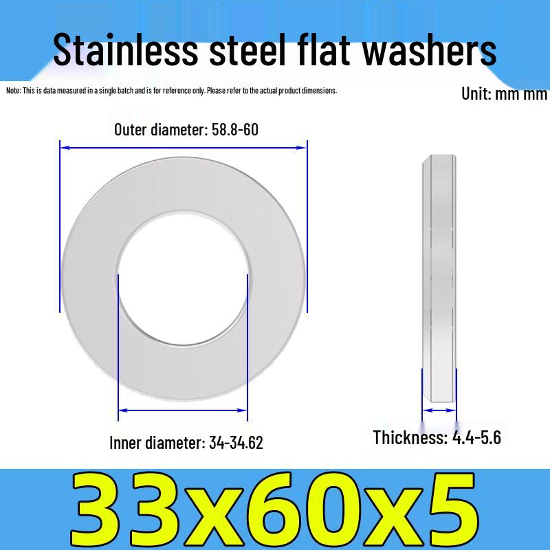 Jinguying Stainless Steel Flat Washer 201/304/316 Standard Size, No Burrs (GB97/DIN125)