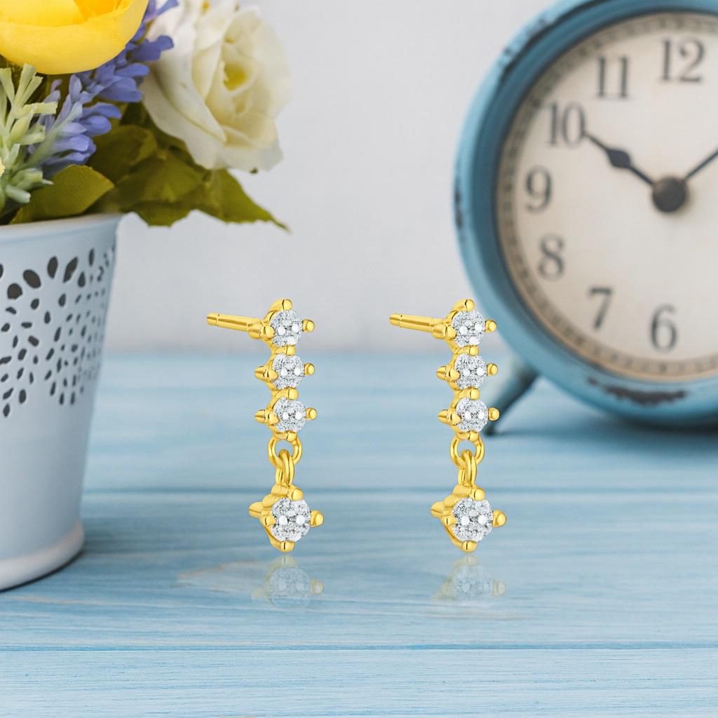 Moderne lineare Hängeohrringe - 925er Sterlingsilber, vergoldet