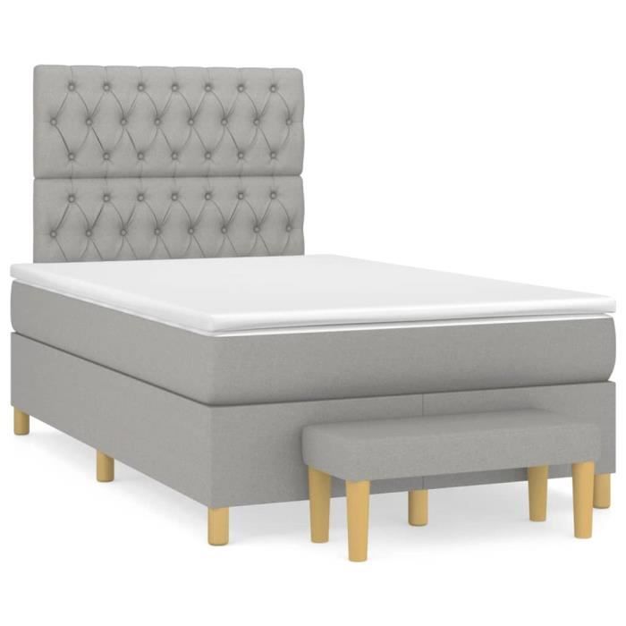 3137381 vidaXL Divan Bed with Mattress Light Grey 120x200cm Fabric
