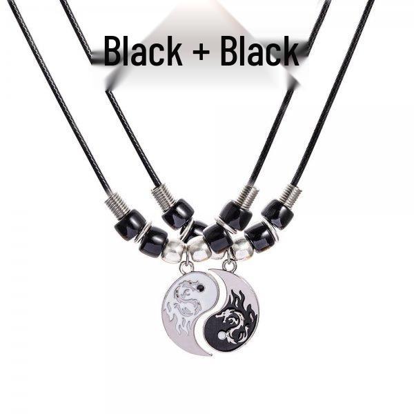 Stainless Steel Kitten Hug Pendant Necklace In Black and White