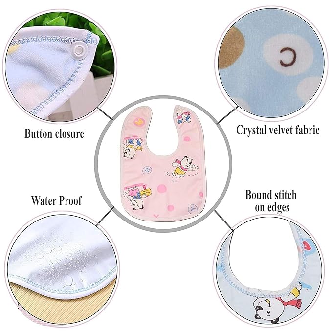 Pack of 3 Baby Bib – Soft Silicone Waterproof Feeding Bib with Adjustable Food Catcher Pocket